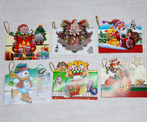 Открытка Новогодняя тегг  (9,5х7,5 см), комплект 6 шт