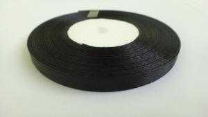 Лента атласная 7 мм(цв. черный / 23 метра)