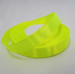 Лента атласная 12 мм( 23 метра)неоноволимонный .