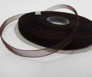 Лента органза 0,8 см цв.коричневый ( в рулоне 46 метра)