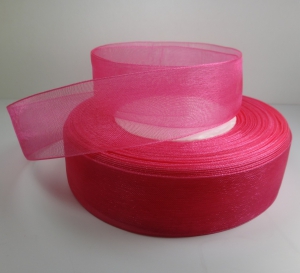 Лента органза 2,5 см цв. малиновый ( в рулоне 46 метра)