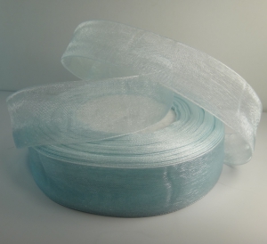 Лента органза 2,5 см цв. бледно-голубой ( в рулоне 46 метра)