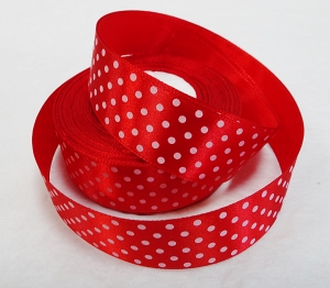 Лента атласная в горошек , (2,5 см ,25 ярд )