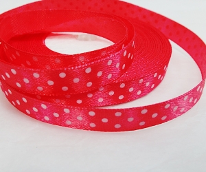 Лента атласная в горошек , (1 см ,25 ярд ) № 129