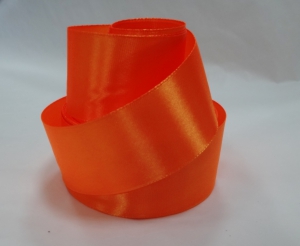 Лента атласная 40 мм(цв.25 оранжевый, 23 метра)