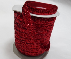 Лента бархатная цвет красный , (1,0 см , 5 метров )