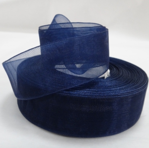 Лента органза 2,5 см цв.А-4 темносиний ( в рулоне 46 метра)