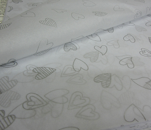 Бумага тишью с принтом в сердечки (белый,50*70см,минимальный заказ от28 листов)